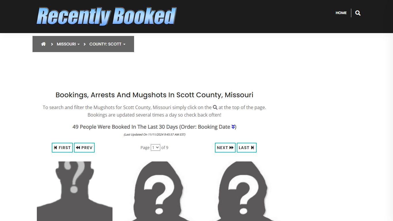 Bookings, Arrests and Mugshots in Scott County, Missouri - Recently Booked