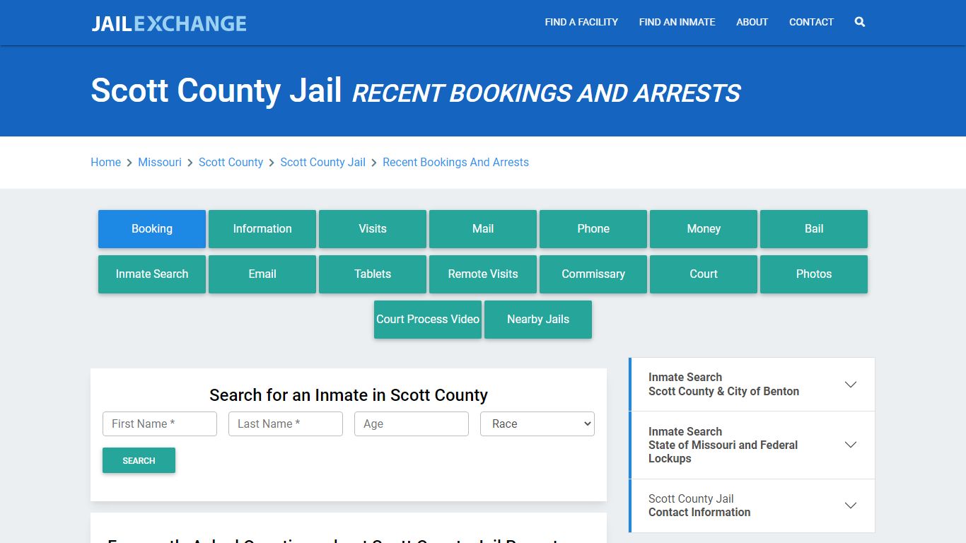 Scott County Jail MO Recent Arrests and Bookings - Jail Exchange